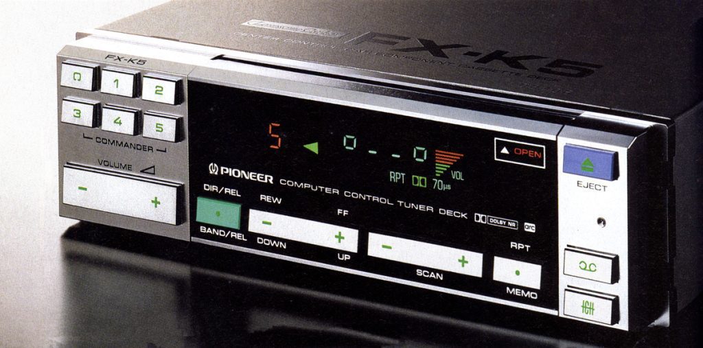 Vintage Pioneer FX-K5 computerized control tuner deck with cassette player featuring various controls and LED display.